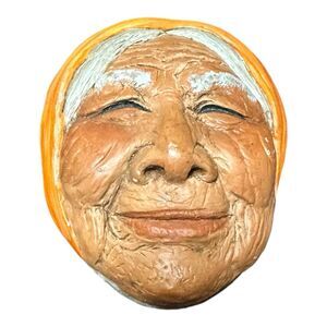 Handmade 1965 Alaskan Eskimo Wall Hanging Mask - S. Bradley Temple Eskimo Susie